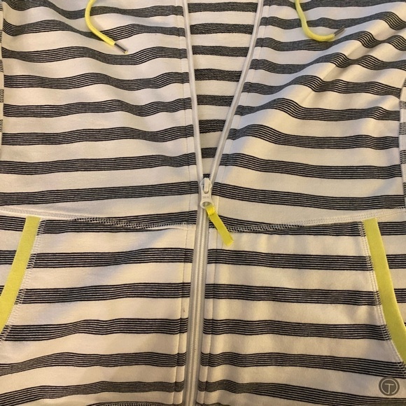 Talbots hoodie- black and white striped yellow trim Size MP.  NWOT - Picture 5 of 7